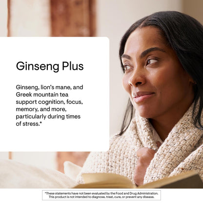 Thorne Ginseng Plus bottle side view ingredients