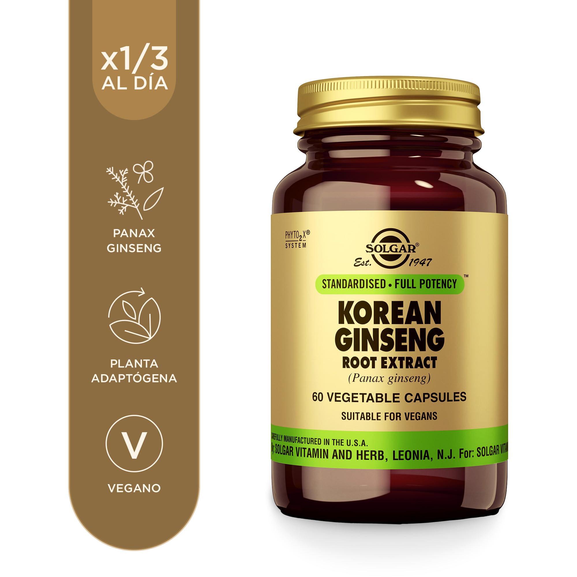 Solgar Korean Ginseng Root Extract label details and supplement facts