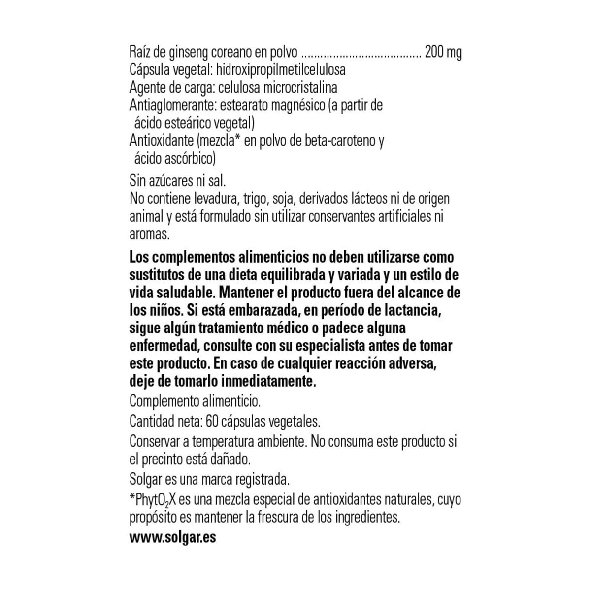 Solgar Korean Ginseng Root Extract dietary and vegan certification icons