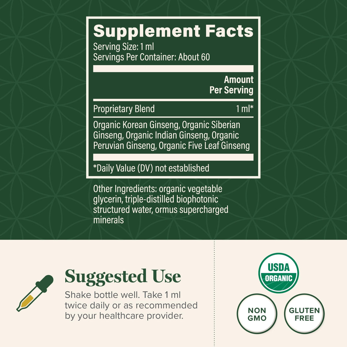 Liquid herbal supplement dropper bottle showing texture