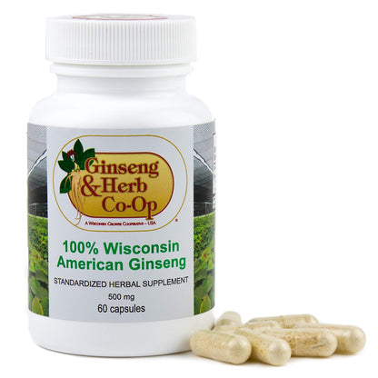 Authentic USA imported Wisconsin Ginseng 60 count bottle