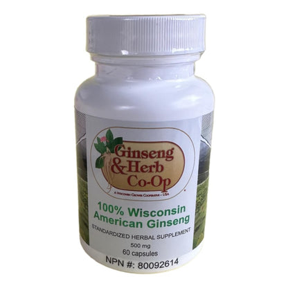 Nutritional information label on Wisconsin Ginseng bottle