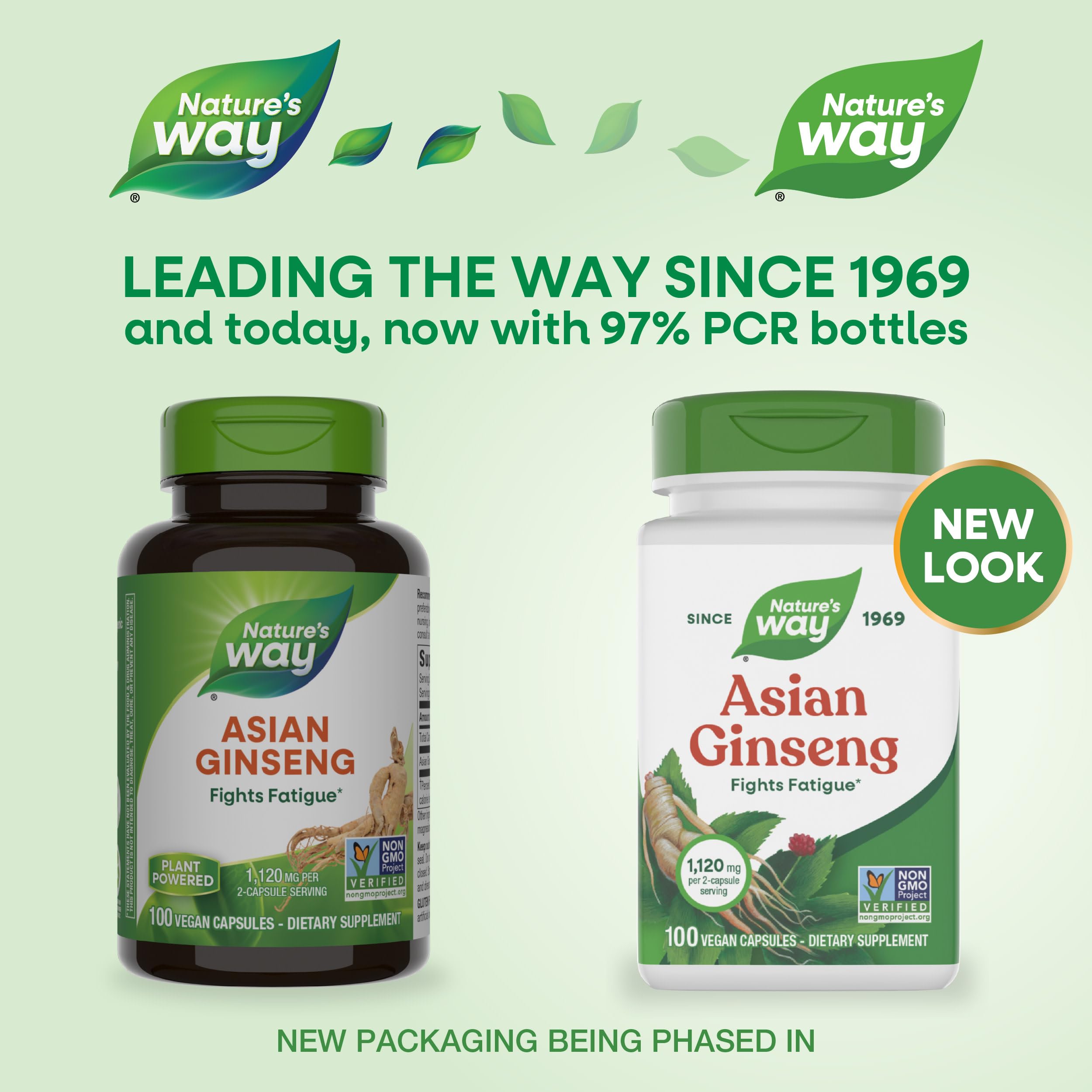 Nature's Way Asian Ginseng 100 vegan capsules label detail