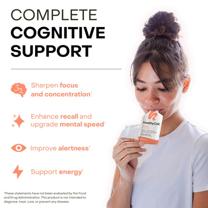 Healthycell Focus and Recall 30 gel packs packaging