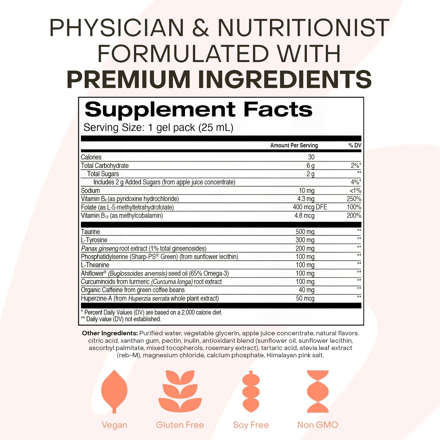 Healthycell brain supplement ingredients label detail