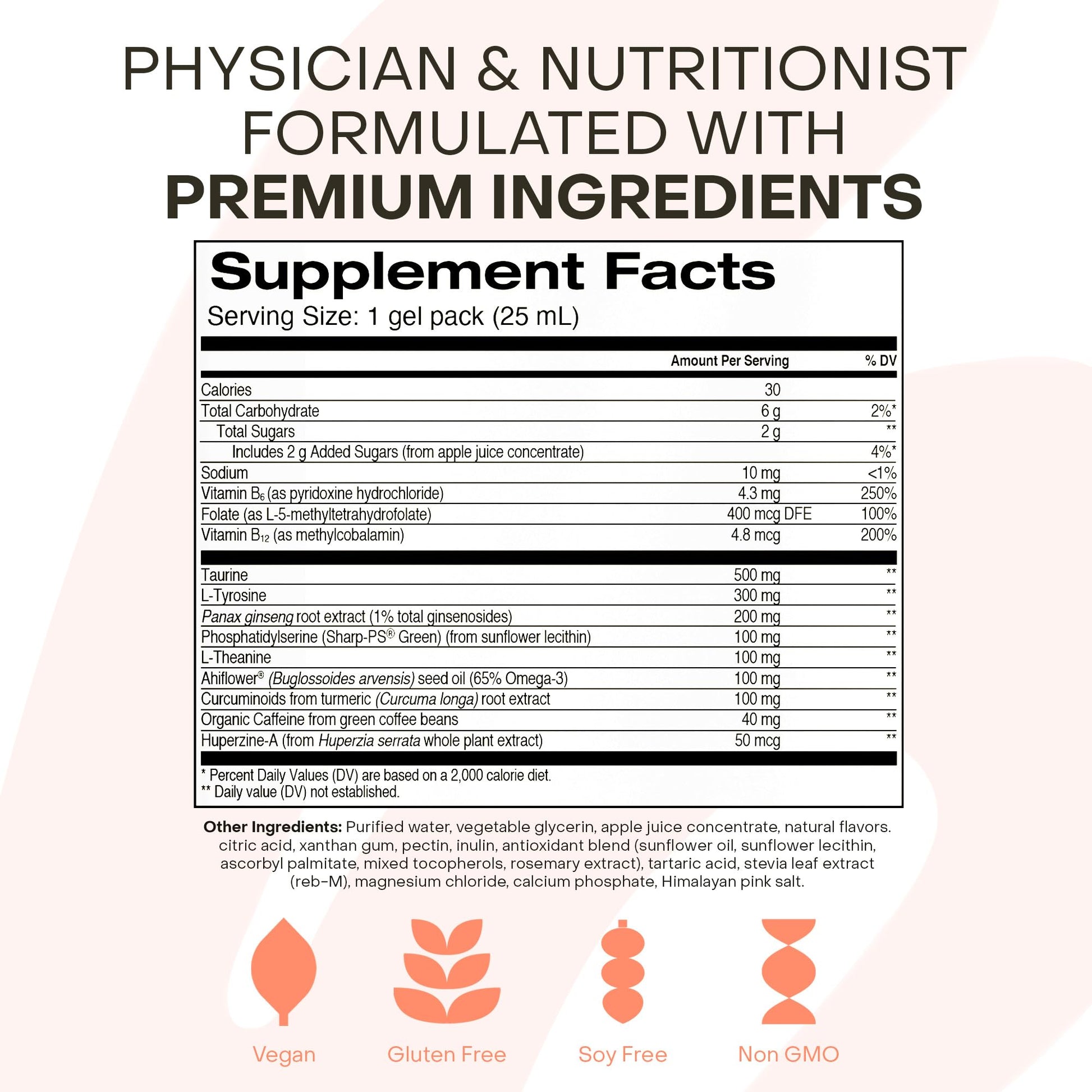 Healthycell brain supplement ingredients label detail
