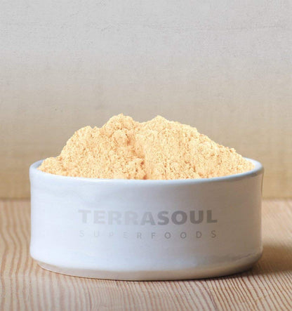 Texture and fine consistency of organic ashwagandha adaptogen powder