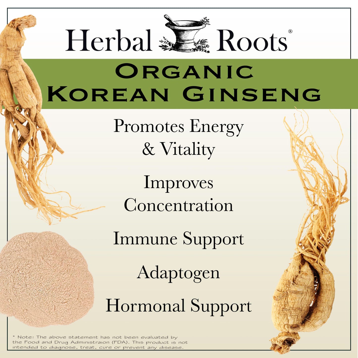 Herbal Roots Korean Ginseng ingredient label detail