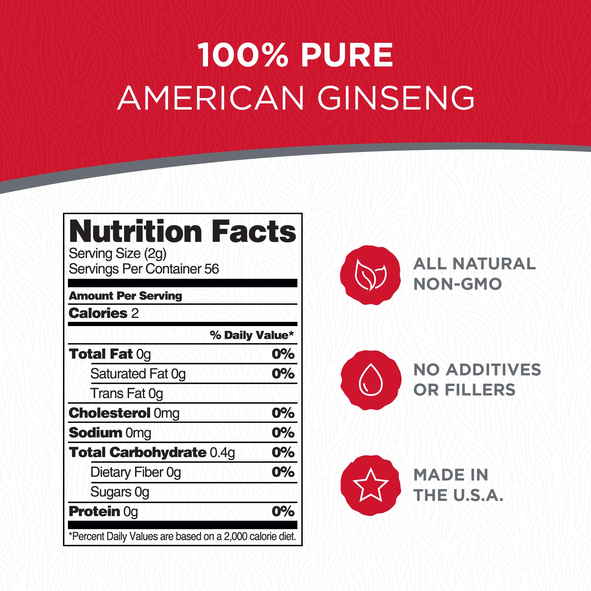 Authentic Wisconsin grown American ginseng slices packaging