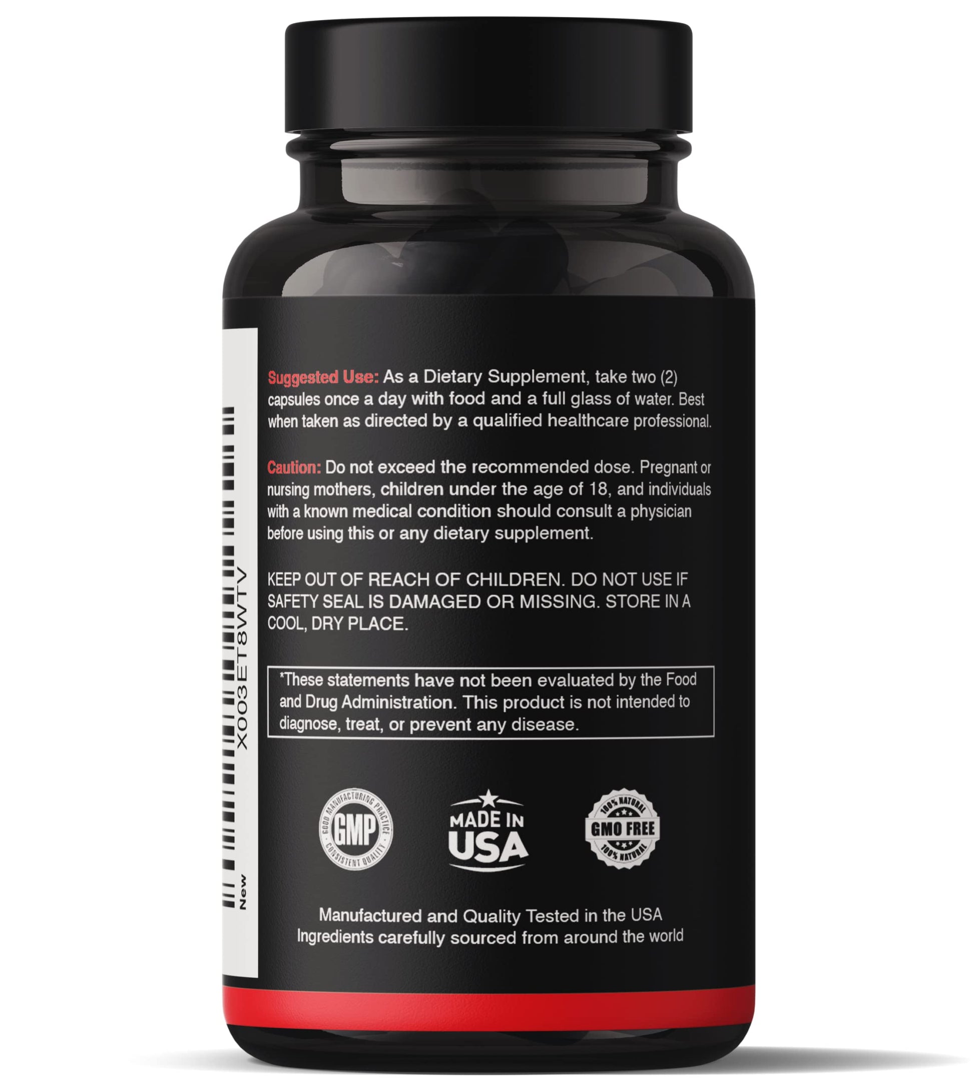 Natgrown Black Maca Root 1500mg supplement facts panel