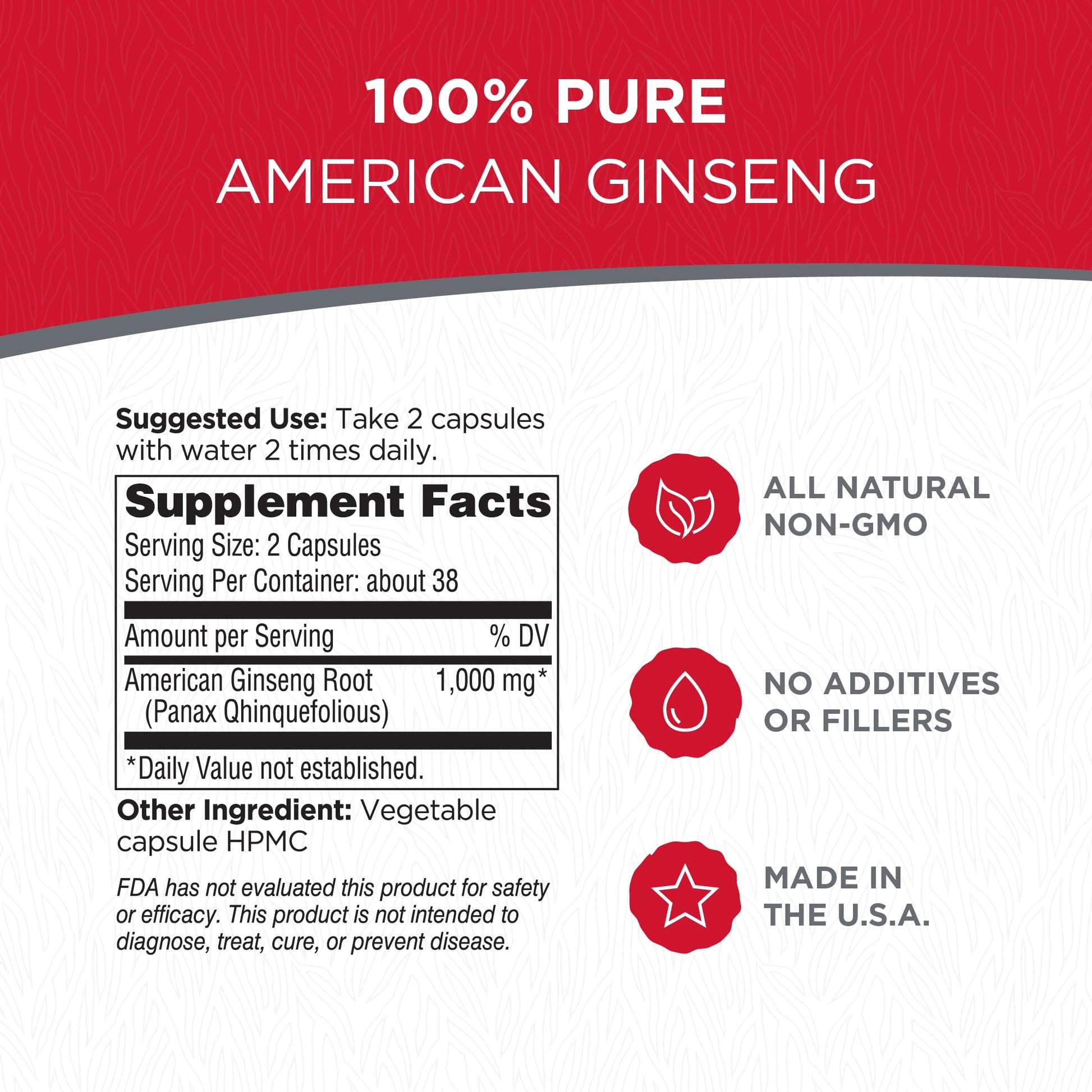 Dairyland American Ginseng 75 capsules bottle label