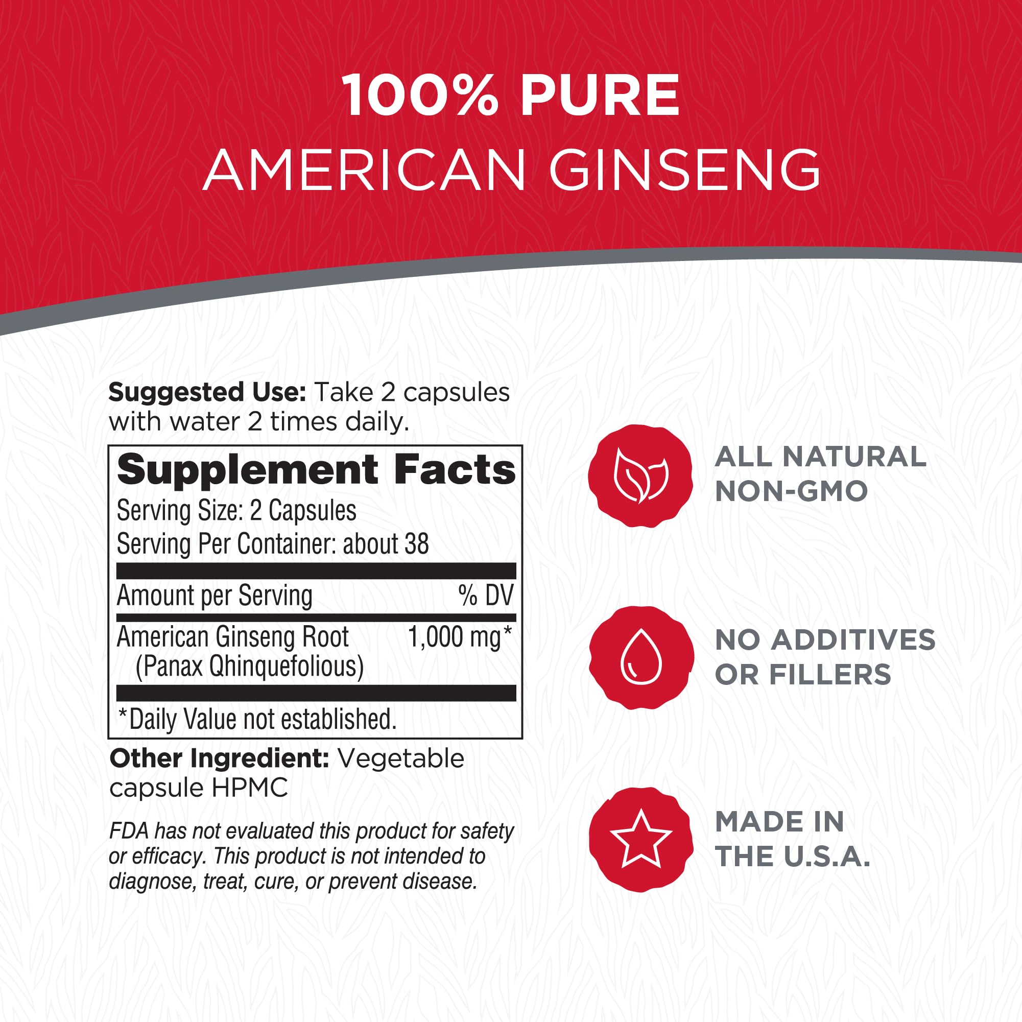Dairyland American Ginseng 75 capsules bottle label