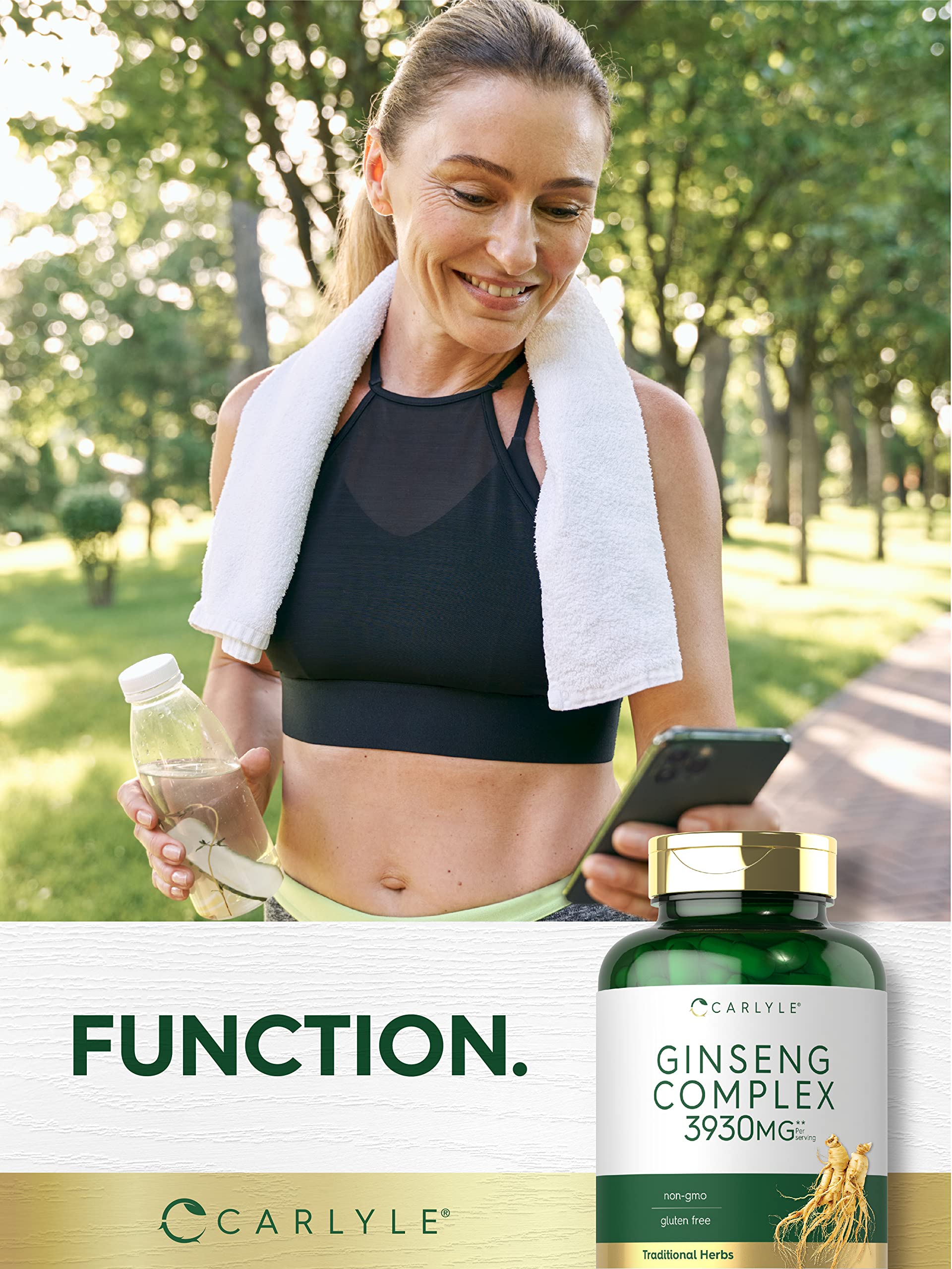 Carlyle Ginseng Complex herbal supplement bottle on white background