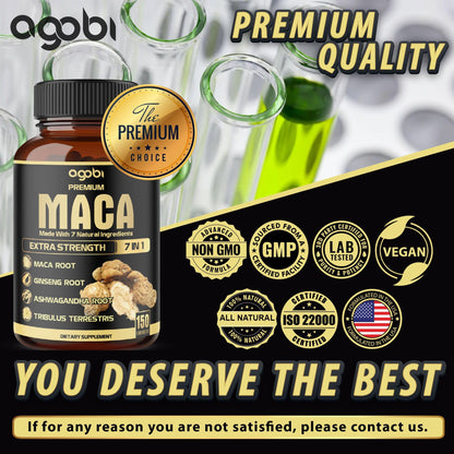 Agobi 7-in-1 herbal supplement bottle with organic ingredients listed