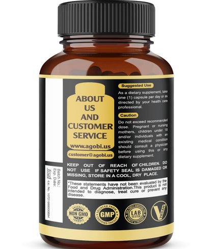 Agobi maca root supplement bottle for daily performance and vitality