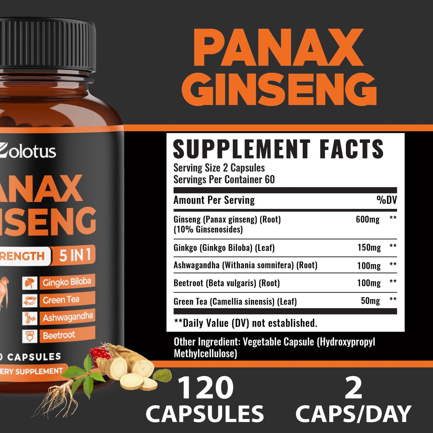 Authentic USA imported Zolotus ginseng capsules