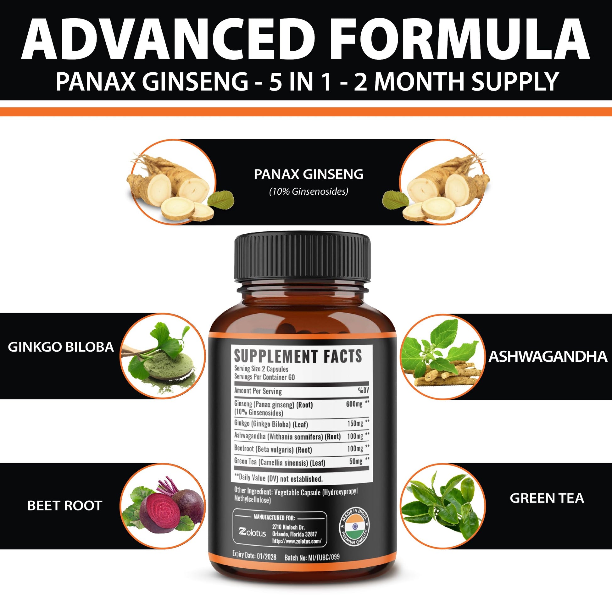 Natural energy support supplement 120 count