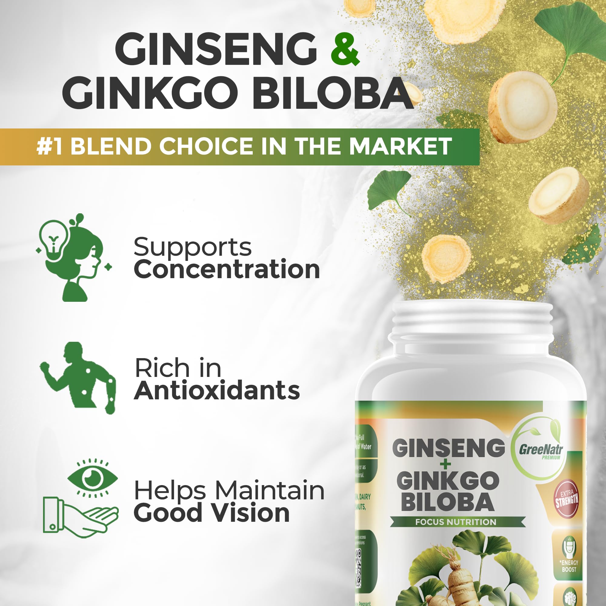 GreeNatr cognitive support supplement bottle label