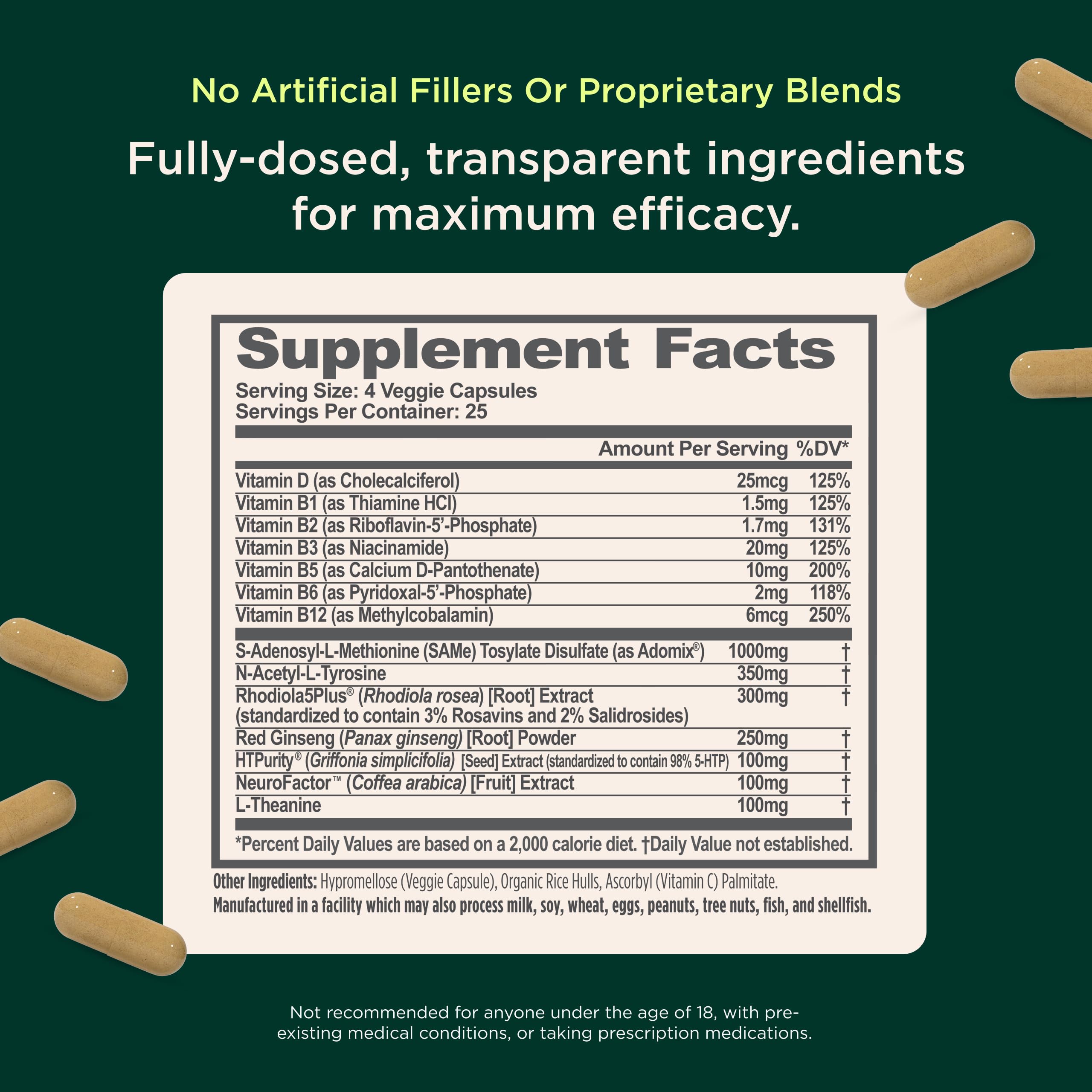 Genius Joy mood support supplement bottle label