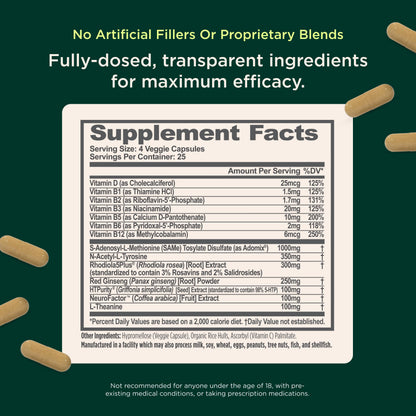 Genius Joy mood support supplement bottle label