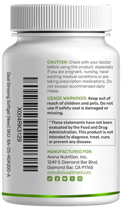 Deal Supplement ginseng 120-day supply bottle