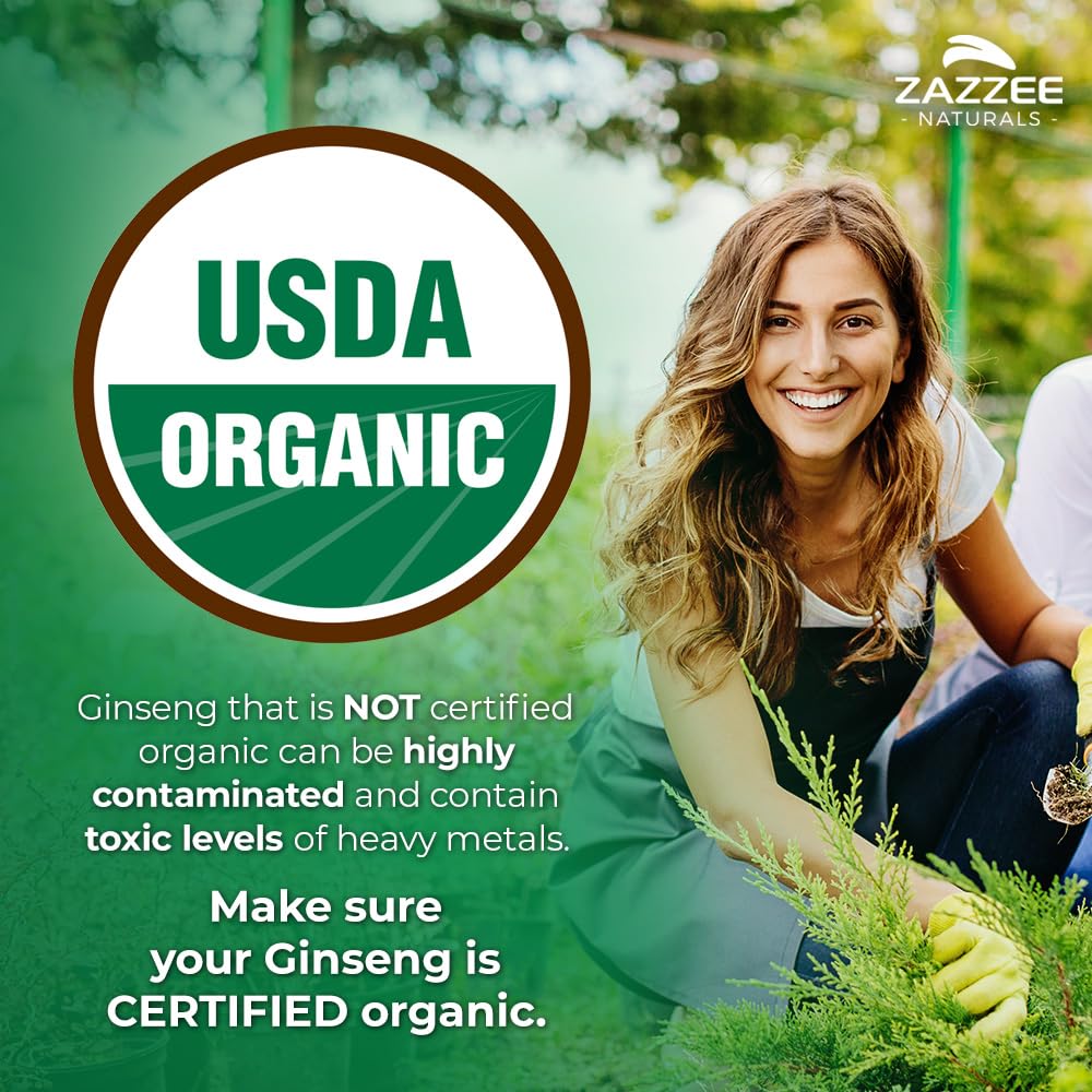 Zazzee Red Korean Panax Ginseng 120 vegan capsules bottle label