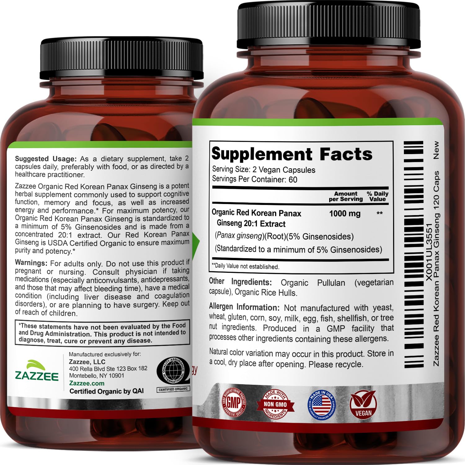 Packaging of Zazzee Red Korean Panax Ginseng for Indian consumers