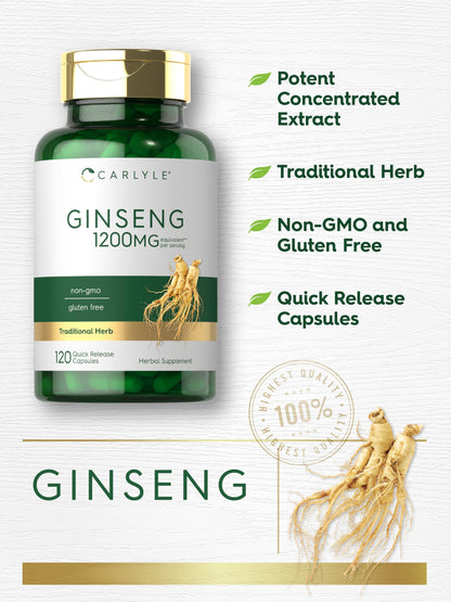 Close up of Carlyle Ginseng non-GMO and gluten-free certification