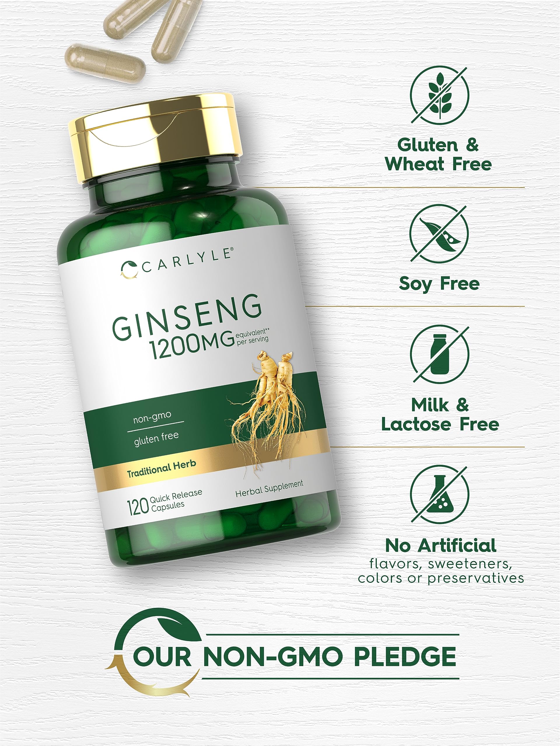 Top view of Carlyle Ginseng extract supplement bottle cap