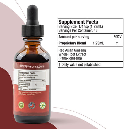 Side view of Rejuvica Health Active Ginseng bottle with dropper