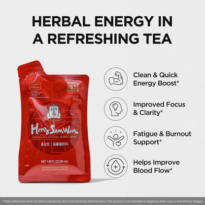 Individual 1.69 fluid ounce red ginseng drink pouch