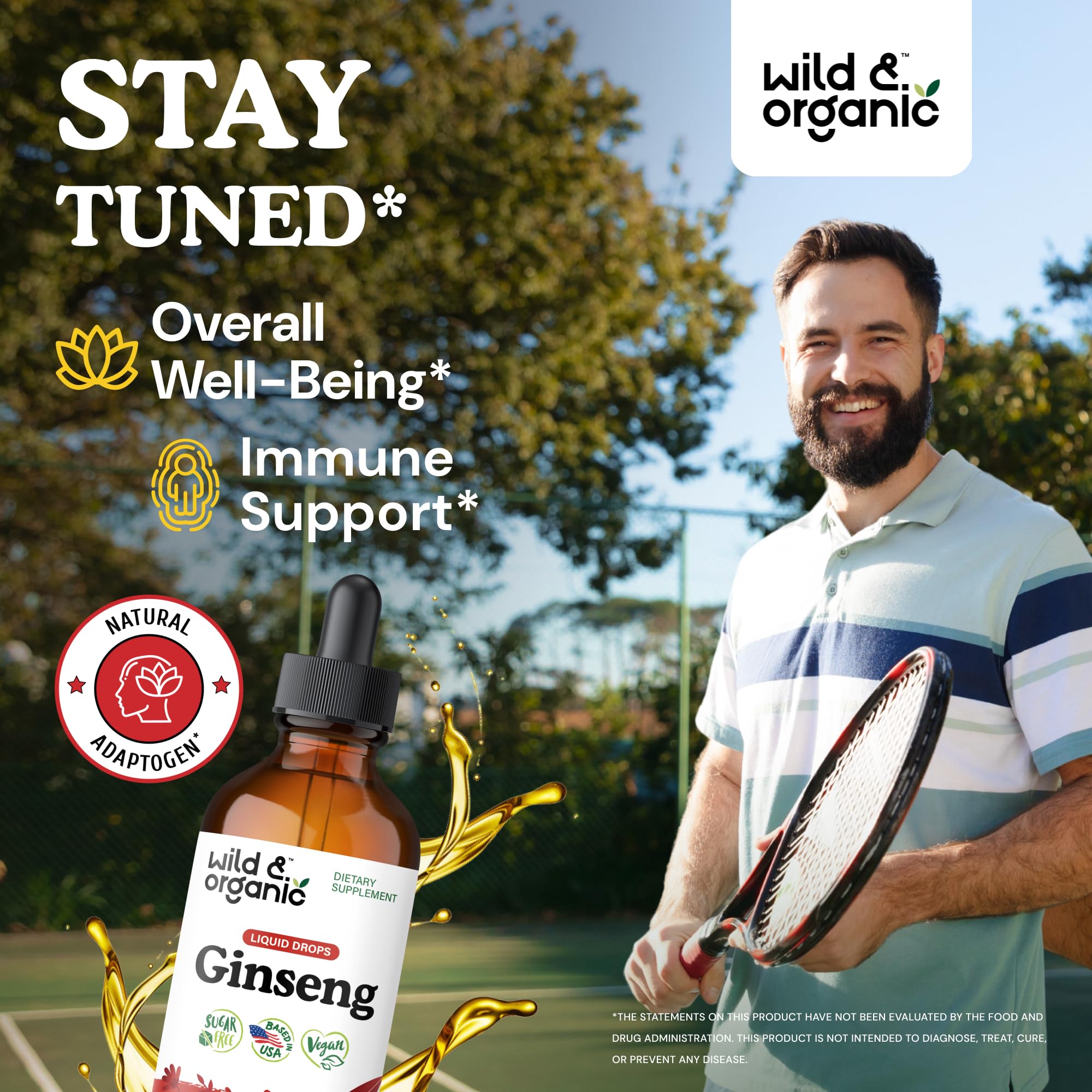 Wild and Organic Red Ginseng liquid drops label details