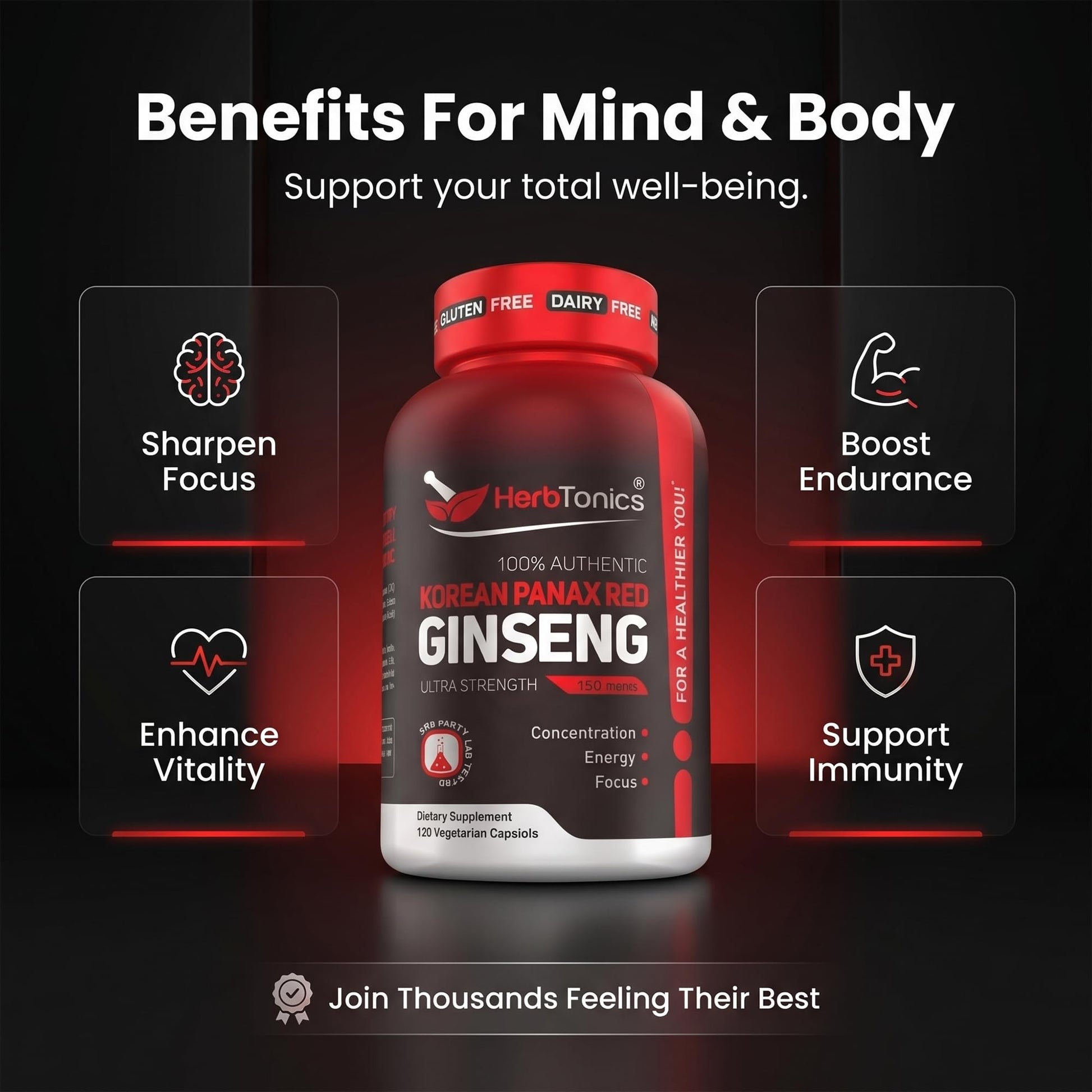 Korean Red Panax Ginseng 1500mg energy supplement branding
