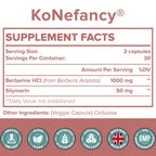 KoNefancy Berberine HCL supplement facts and ingredient label close up detail