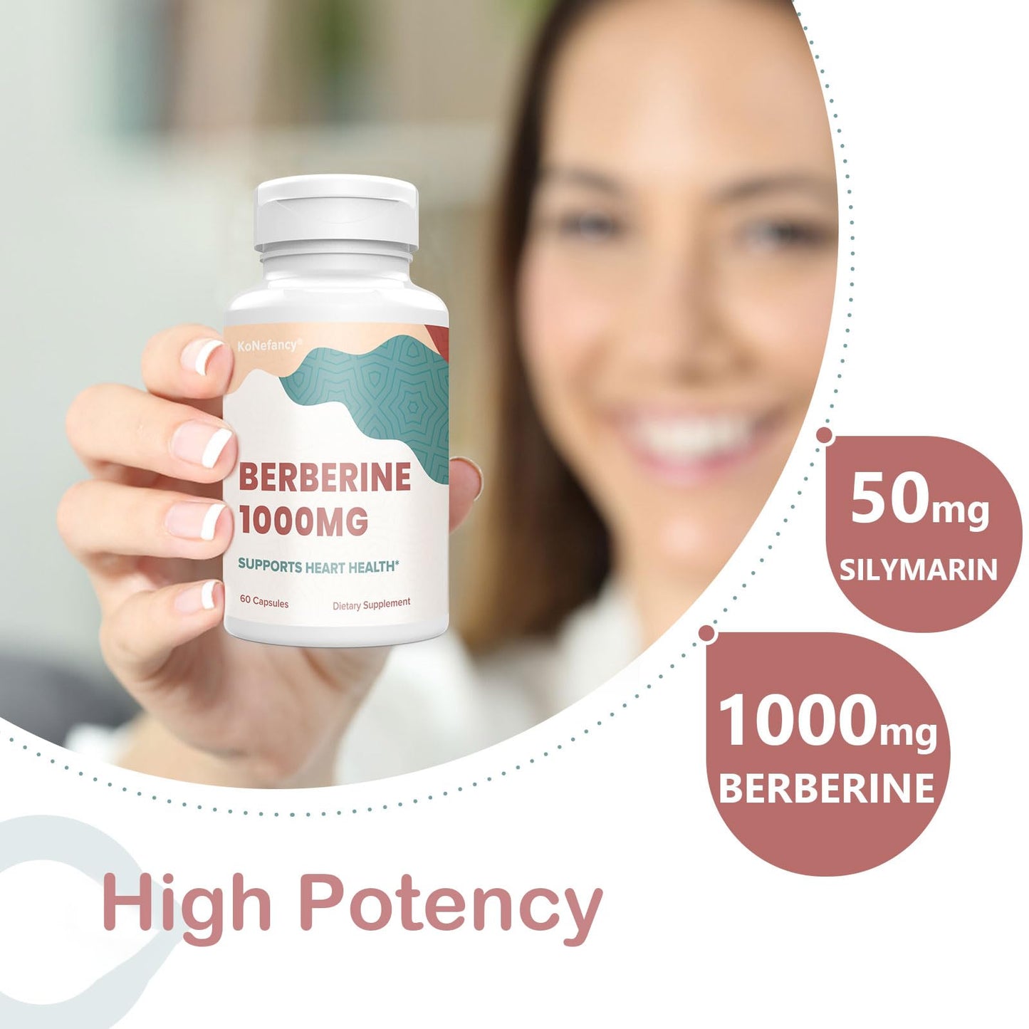 KoNefancy Berberine 120 vegan capsules bottle showing complete directions and safety warnings