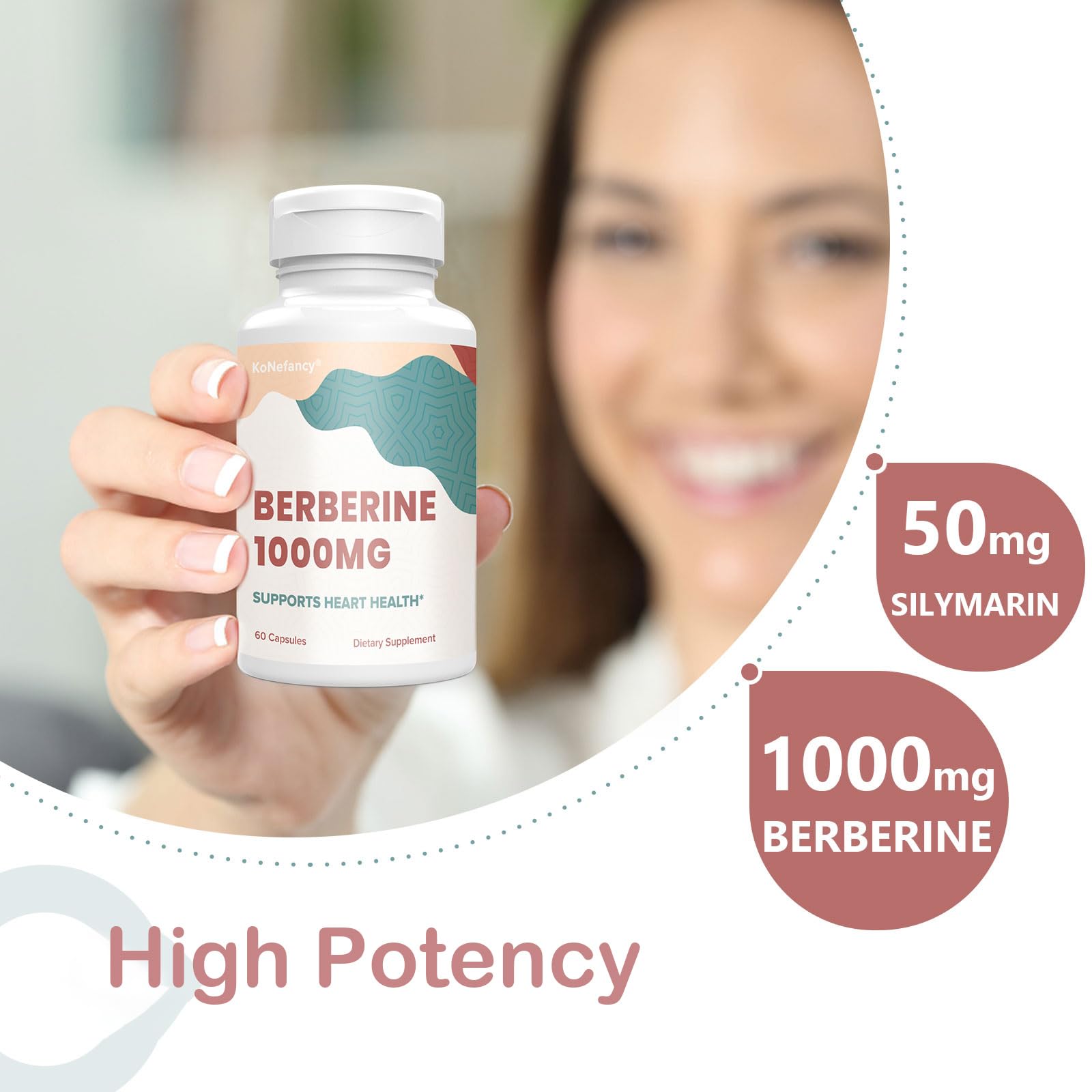 KoNefancy Berberine 120 vegan capsules bottle showing complete directions and safety warnings
