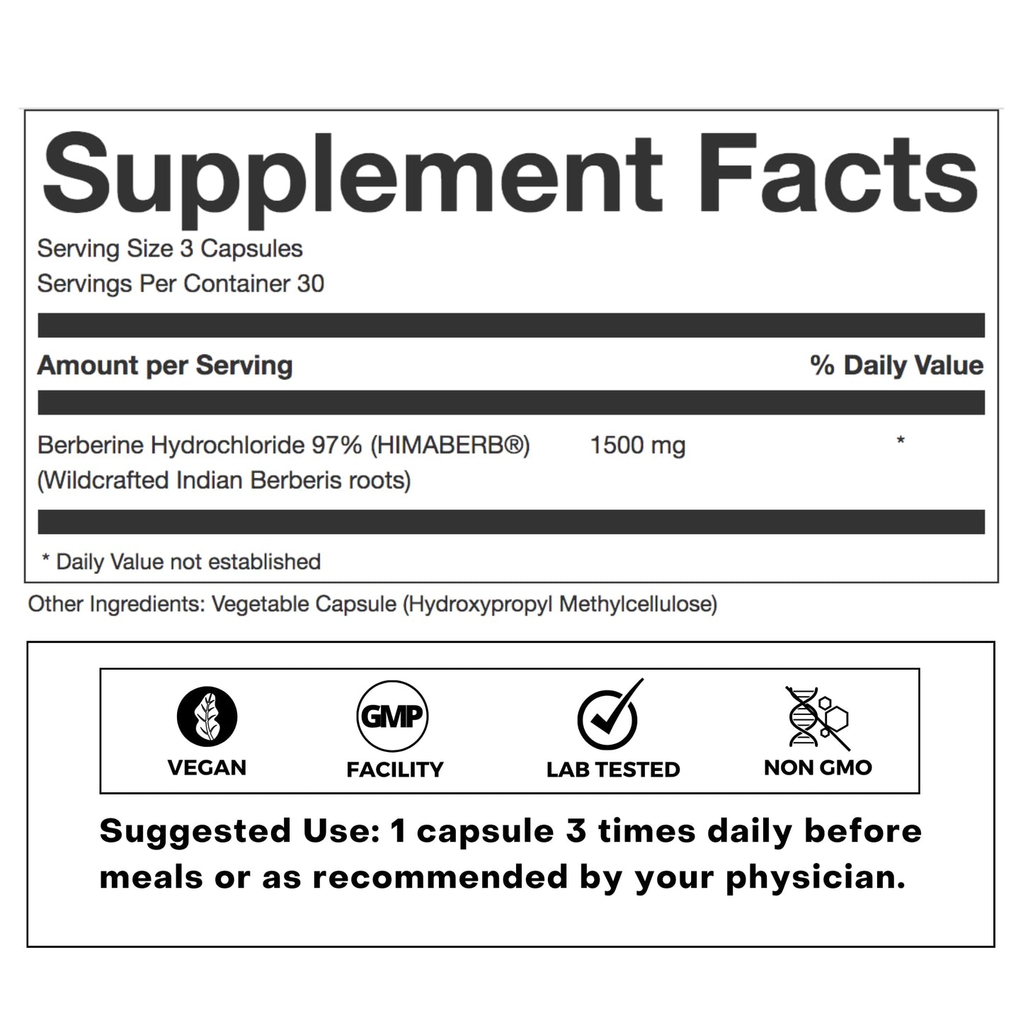 Folius Labs Berberine 500mg bottle displaying clean label ingredients and metabolic support benefits.