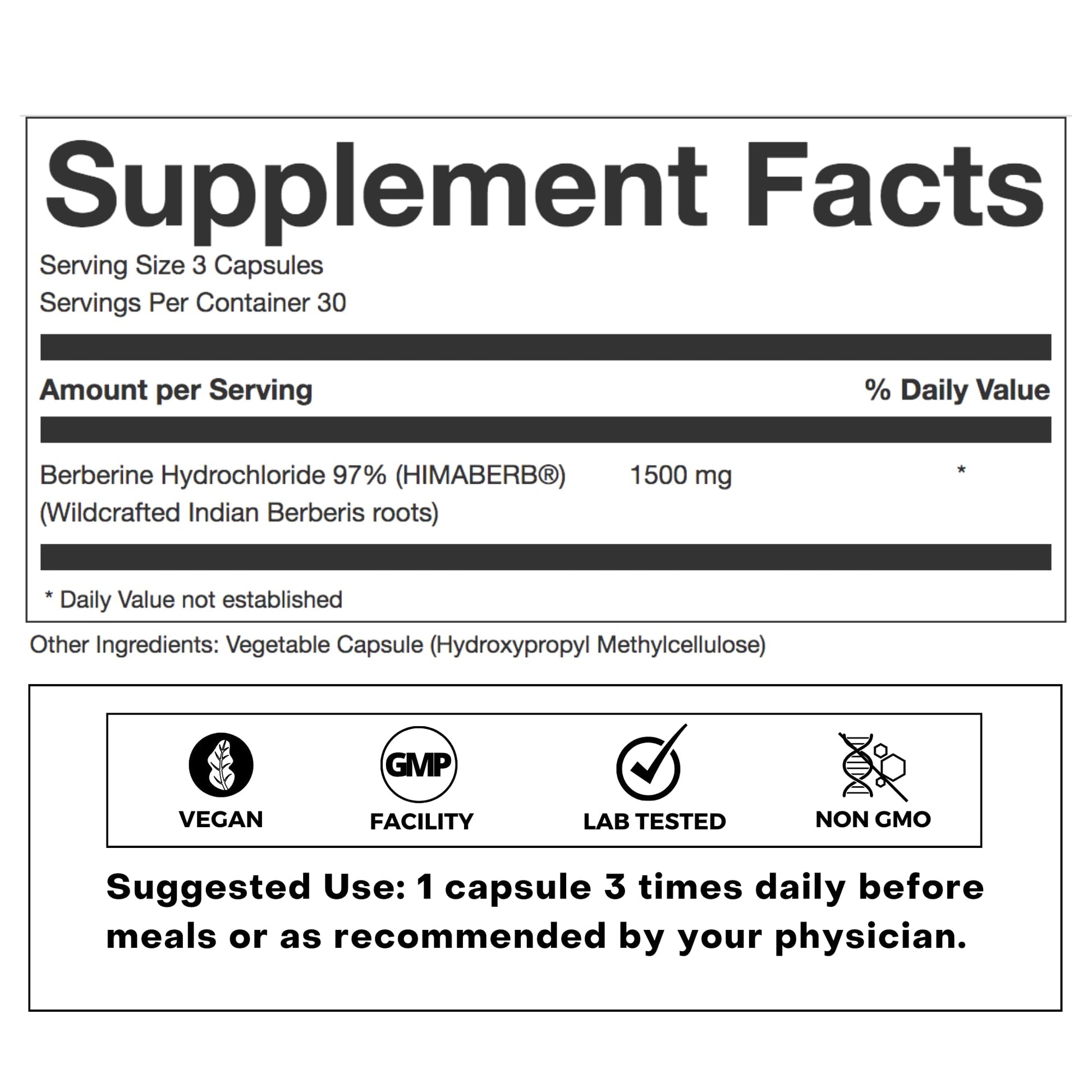 Folius Labs Berberine 500mg bottle displaying clean label ingredients and metabolic support benefits.