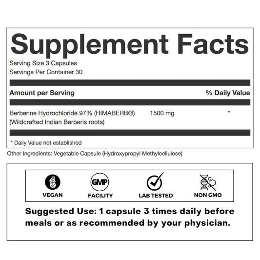 Folius Labs Berberine 500mg bottle displaying clean label ingredients and metabolic support benefits.