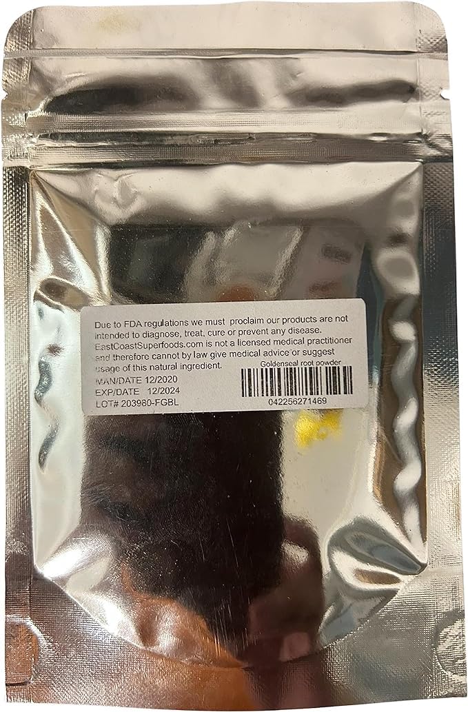 Calaherb Hydrastis Canadensis herbal supplement nutritional facts label and usage guidelines side.