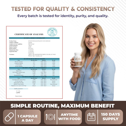 Nurafuse 150 capsules bottle containing black walnut wormwood whole cloves and goldenseal blend.