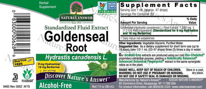Nature's Answer liquid herbal supplement 1000mg serving size and ingredient label