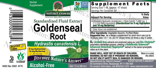 Nature's Answer liquid herbal supplement 1000mg serving size and ingredient label