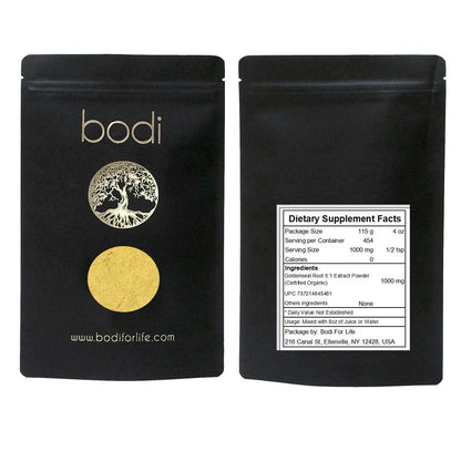 Bodi Goldenseal Root 5:1 Extract Powder sealed protective pouch layout