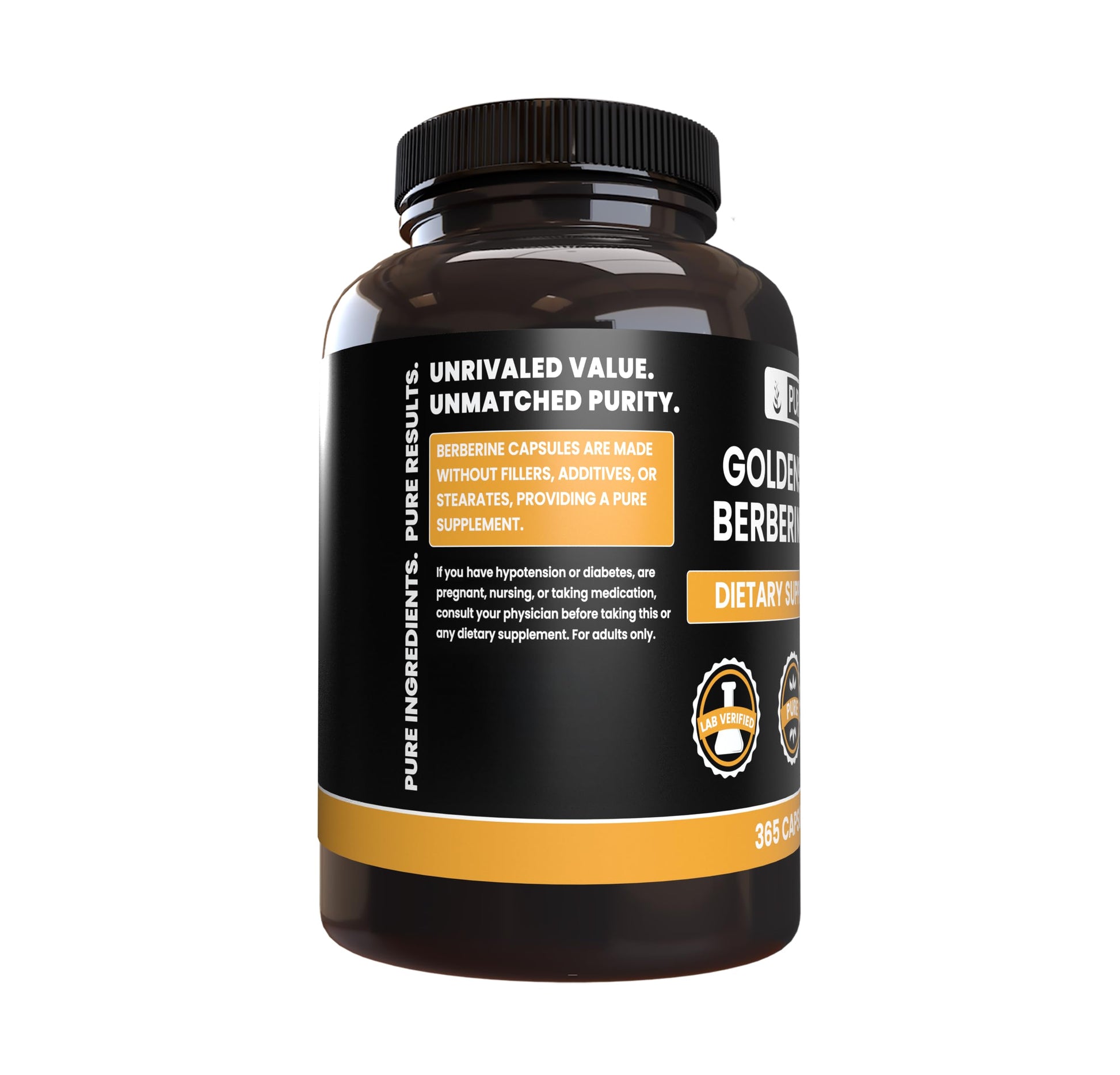 Pure Original Ingredients Goldenseal Berberine filler free herbal capsules side view