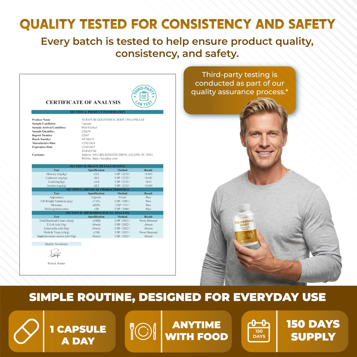 NURAFUSE daily wellness capsules manufactured in a GMP certified facility