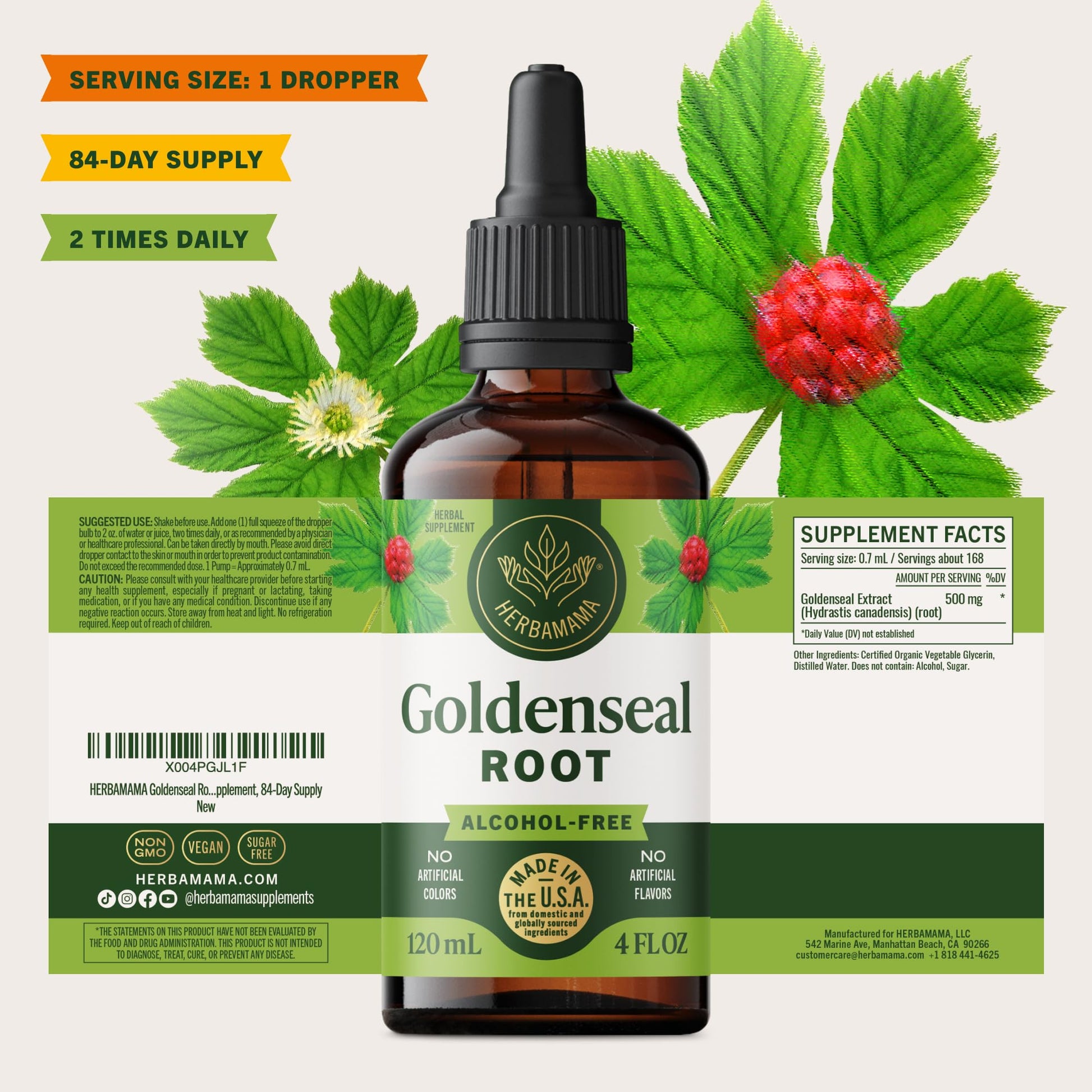 Premium imported amber glass dropper bottle containing natural respiratory drops