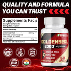 Side angle view of BEBEFEN Goldenseal Root dietary supplement showing gluten free and soy free labels