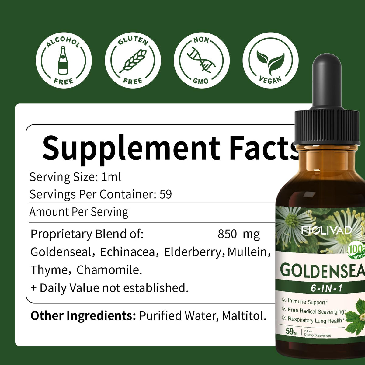 Secure packaging of imported Fiolivad Goldenseal Root Liquid Drops for premium health standards
