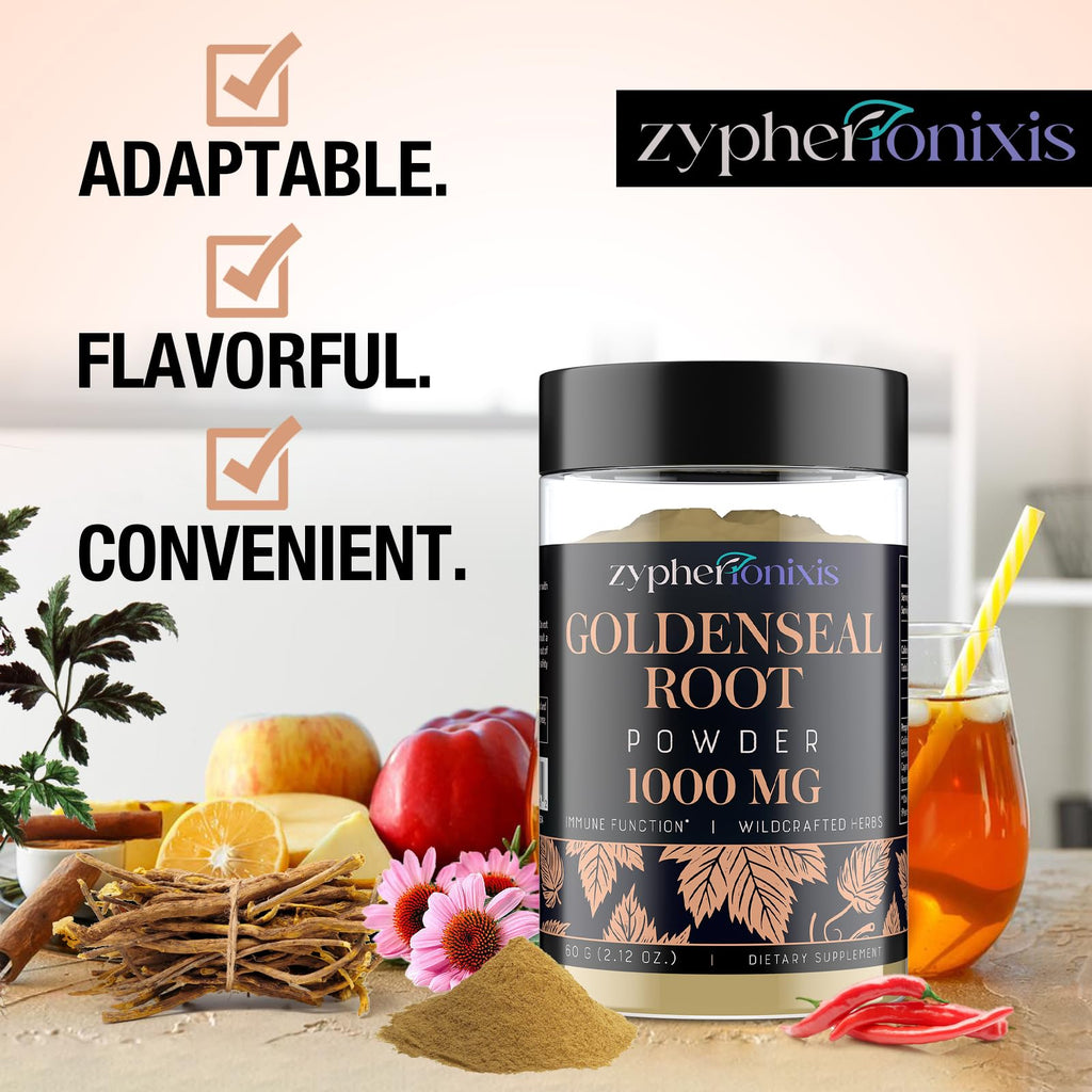 Authentic USA imported goldenseal root powder 60g packaging top angle.